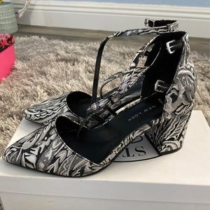 Jacquard block heels
